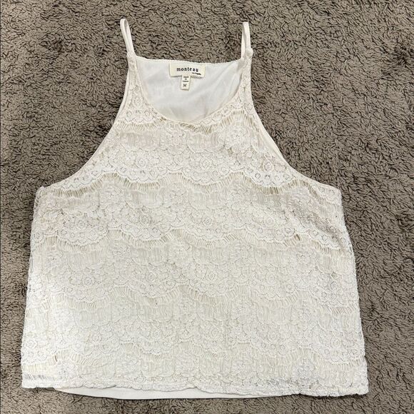 Monteau Tops - Monteau White Lace Crop Top